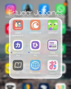 an iphone screen with several different app icons on the back and side, including japanese characters