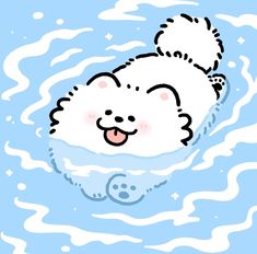 a drawing of a dog swimming in the water