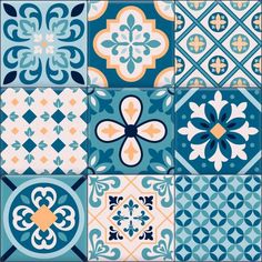 a set of colorful tile designs