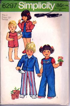 Toddler Sewing Patterns, Vintage Clothes Patterns, Long Overalls, Embroidered Pajamas, Toddler Overalls, 1970s Sewing Patterns, Overalls Vintage, Childrens Sewing Patterns