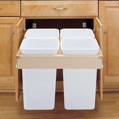 Rev-A-Shelf Quad Top Mount Recycle Center 27 Quart 4WCTM-27-4 #recyclebins Recycle Center, Recycling Bins Kitchen, Trash Can Cabinet, Frameless Cabinets, Camper Storage, Rev A Shelf, Waste Container, Recycling Center, Cape House