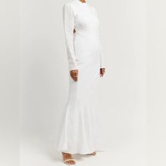 Dissh Aisle White Linen Long Sleeve Maxi Dress Size 8 New Without Tags See Photos For Condition Measurements Approximate Flatlay See Photos For Condition Size 8 100% Linen White Side Zipper Tags: Dissh Dress, Linen Dress, Wedding Dress, Bridal Dress, Bridal Era, Bachelorette Dress White Long Sleeve Cocktail Gown, Spring Dinner Fitted Gown, Fitted Floor-length Brunch Dresses, Fitted Floor-length Dress For Brunch, Chic White Long Sleeve Gown, White Fitted Dinner Gown, Long Sleeve Gown For Dinner In Spring, Maxi Pants, Bachelorette Dress