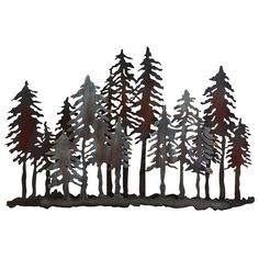 a metal sculpture with trees in it on top of a white background and the words, forest