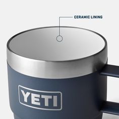 an image of a yeti coffee mug with instructions on how to use the handle