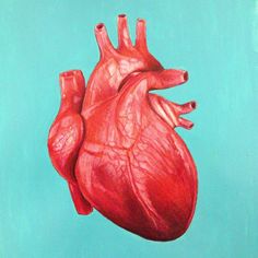 a painting of a heart on a blue background