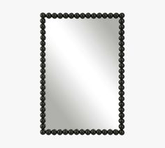 a square mirror with beaded edges on a white background, it is isolated from the side