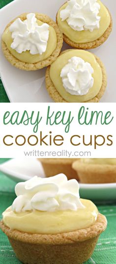 easy key lime cookie cups with whipped cream on top