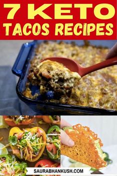 7 keto tacos recipe collage with text overlay