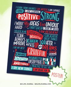 a poster with the words positive, i am capable and other things to say in different languages