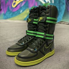 Nike Womens 2009 Vandal Venti Hi Sneaker Boot Shoes Very Rare Find - Only Worn A Few Times Excellent Pre-Owned Condition - See Pictures For Details Shoes Have Been Cleaned With Leather Conditioner. Women's Size 6 Us Boot Shoes, Shoes Size 6, Nike Womens, Leather Conditioner, Women's Sneakers, Black Green, Very Rare, Black Nikes, Sneaker Boots