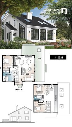 the floor plan for this modern house has two levels and is very compact, but it's easy to move around