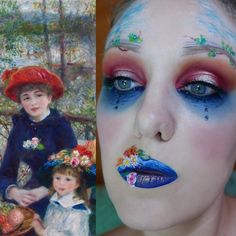 maquillista como cuadro de Renoir Adult Face Painting, High Fashion Makeup, Face Paint Makeup, Pierre Auguste, Famous Paintings, Famous Artwork, Bold Makeup, Paul Cezanne, Makeup Transformation