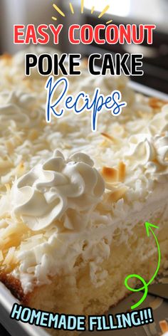 Coconut Poke Cake Recipe Coconut Pineapple Cake Recipe Easy, Coconut Cake With Coconut Milk, Wet Coconut Cake Recipes, Coconut Cake Recipe Easy, Coconut Poke Cake Recipe, Coconut Lush Dessert, Southern Coconut Cake, Pole Cake Recipes, Coconut Cake Recipes