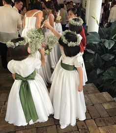 Wedding Dresses Green, Green Flower Girl Dresses, Filipiniana Wedding, Olive Green Weddings, Wedding Church Decor, Forest Theme Wedding, Green Wedding Dresses, Dream Wedding Decorations, Sage Green Wedding