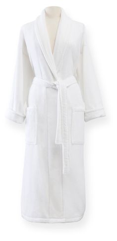 Made of plush, cozy cotton velour with a shawl collar and two patch pockets, this bath robe is sure to be a favorite for lounging after the bath. Bathrobe Men, In Bathroom, Shawl Collar, Patch Pocket, Shawl, Bath, Shower, Collar, White