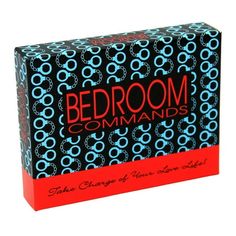 a box of bedrom commands on a white background with red lettering and blue circles