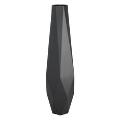 a black vase is shown on a white background