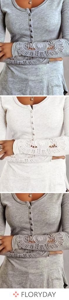 Solid Casual Round Neckline Long Sleeve Blouses, solid blouse, blouses, casual blouse, round neckline, long sleeve, tops, casual tops, basics, lovely. Blouses Casual, Casual Chique, Tops Casual, Embroidery Work, Hippie Chic, Casual Blouse, Fashion Sense, Look Fashion, Passion For Fashion