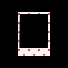 a white frame with red hearts on the edges and a black background, in the shape of a rectangle