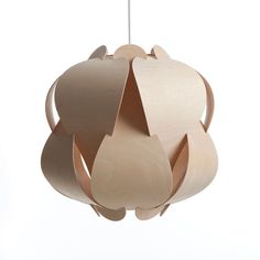 a wooden light hanging from the ceiling