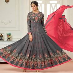 Georgette Anarkali Suits, Women Suits Wedding, Georgette Anarkali, Resham Work, Kids Garments, Utsav Fashion, Pakistani Wedding Dresses, Anarkali Suit, Anarkali Suits