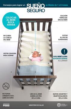 a baby in a crib with instructions on how to put it's bed