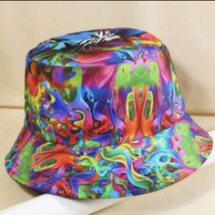 Unisex Multi Colorful Graffiti Reversible Bucket Hat, Trendy Casual Sun Hat..... Lightweight And Windproof .... New...... 100% Polyester Rainbow Bucket Hat, Mode Hip Hop, Tie Dye Bucket Hat, Hat Png, Black Bucket Hat, Black Bucket, Style Korea, Sun Hats For Women, Estilo Hip Hop