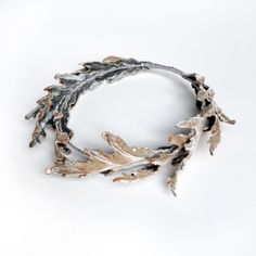 Champagne and Silver Silk Velvet Oak Leaf Hair Crown Wreath - Marie Livet Twig Crown, Floral Tools, Crown Wreath, Velvet Leaves, Leaf Headpiece, Leaf Crown, Hair Crown, Contemporary Accessories, Hair Wreath