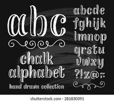 hand drawn chalk alphabet on blackboard