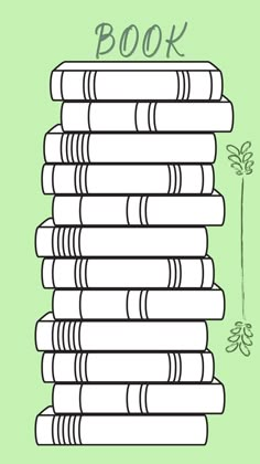 a stack of books with the words book written on it in green and black ink