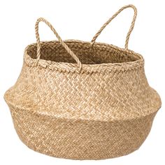 a large basket with two handles on the bottom and one handle hanging from it's side