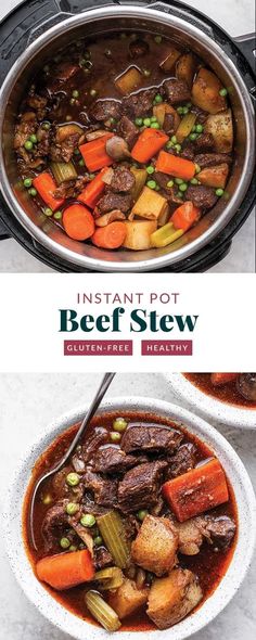 instant pot beef stew with carrots, celery and potatoes