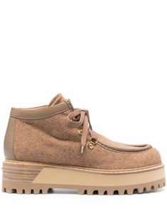 camel leather ankle-length front lace-up fastening almond toe flatform sole Flatform Boots, Le Silla Shoes, Pale White Skin, Strong Body, Stella Mccartney Elyse, Dolce & Gabbana, Lady Dior, Boot Shoes Women, Ankle Length