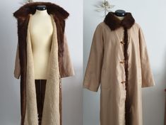 1960s Trench Coat With Beaver Fox Fur Collar Vintage 60s Rain Jacket With Fur - Etsy Norway 1970s Exterior, Vintage 60s, Fox Fur, Water Proof, Vintage 1960s, Air Mail