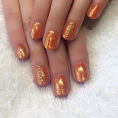 Sarah Poulton designed these nails using #Lecenté Tangerine & Banana iridescent #glitters over CND Shellac Elecric Orange Burnt Orange Sparkle Nails, Orange Tortoise Shell Nails, Cnd Shellac Terracotta Dreams, Burnt Orange Shimmer Nails, Cnd Shellac Orange Colors, Cnd Shellac, Nail Art, Nails