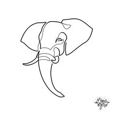 an elephant's head in black and white with the word, i love you