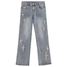 Experience the perfect blend of style and comfort with our CROSS Patch Jeans. Made with a unique cross design pattern, these jeans offer a trendy and fashionable look while providing maximum comfort and durability. Don't compromise on style or comfort, get the best of both worlds with our CROSS Patch Jeans. Cross Patch Jeans, Cross Patch, Boyfriend Outfit, Patch Jeans, Street Jeans, Embroidered Pants, Loose Trousers, Star Embroidery, Jeans Y2k