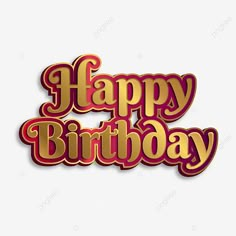 happy birthday greeting card with gold and pink lettering on white background, text, illustration png and psd