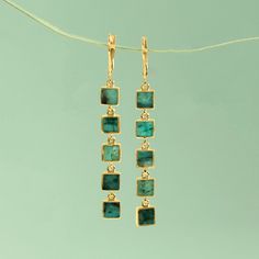 Ross-Simons - 7.25ct t. w. Emerald Square-Link Drop Earrings in 18kt Yellow Gold Over Sterling. Experience emeralds in a unique style! These modern drop earrings present 7.25 ct. t. w. emeralds in chic square links set in polished 18kt yellow gold over sterling silver. Hanging length is 2 3/8". Leverback, emerald square-link drop earrings. Emerald birthstones are the perfect gift for May birthdays. Emerald Drop Earrings, Emerald Birthstone, Earrings Emerald, Book Jewelry, Sterling Jewelry, Diamond Drop Earrings, Gold Drop Earrings, Free Jewelry, Unique Style