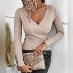 Soft Comfy And Warm. Deep V Crisscross Style Slim Hourglass Outfits, Fashion Women Clothes, Cross Sweater, Business Formal Dress, Pullover Outfit, Womens Sweaters, Formal Dresses Gowns, Women Sweaters, Knit Wrap