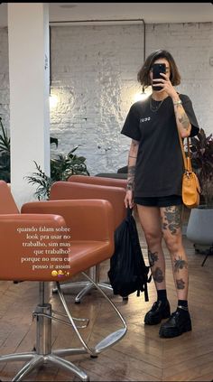 #outfit #outfits Platform Van Outfits, Black Barista Outfit, Goth Barista Outfit, Tattoo Shop Outfit, Hairstylist Outfit Ideas, Tattooed Outfits, Flannel And Dress Outfit, Tattoo Artist Outfit, Granola Goth