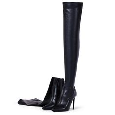 PRICES MAY VARY. Premium Design: Elevate your style with our over-the-knee boots featuring a towering 4.3” stiletto heel and a shaft height of 22.83”. Crafted with stretchy suede fabric, these boots offer a snug fit that adjusts to the shape and size of your legs, while the calf girth of 12.59” and top opening circumference of 15.35” ensure a comfortable yet secure wear. design side zipper allows for easy slipping in and out. Comfortable Fit:Experience all-day comfort with our thigh high boots' How To Wear Thigh High Boots, Walk Confidently, Casual Work Wear, High Heels Boots, Stiletto Boots, Heels Boots, High Quality Shoes, Pointed Toe Shoes, Suede Fabric