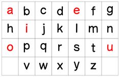 the letters and numbers are arranged in squares