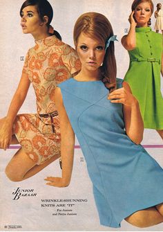 Sears Junior Bazaar, 1968 Vintage Fashion 1960s Retro, Decades Fashion, Vintage Catalog, 1960s Dresses, Sears Catalog