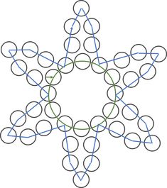 an image of a snowflake that is drawn with blue and green lines on it