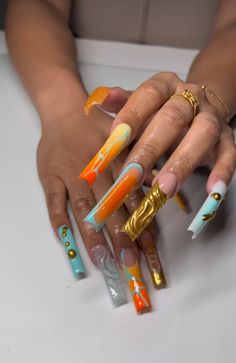 Dreamville Nails, Freaknik Nails, Freaknik Outfits, Xl Nails, Long Acrylic Nail Designs, Drip Nails, Short Square Acrylic Nails, Exotic Nails