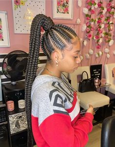 Feed In Ponytail, Box Braids Hairstyles For Black Women, Braids Hairstyles Pictures, Braided Ponytail Hairstyles