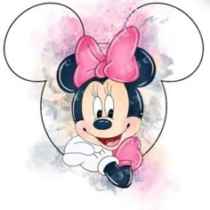 a cartoon mouse with a pink bow on it's head and the words minnie