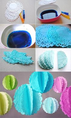 several pictures of different colors of paint on a cell phone, including blue and green