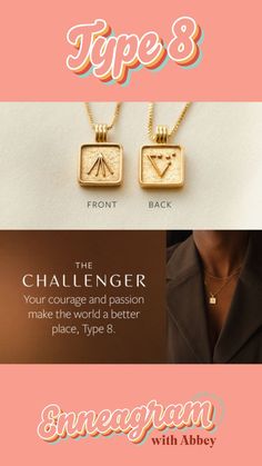 Your courage and passion make the world a better place, Type 8.  This Enneagram pendant from @itsgldn celebrates your gift of taking charge and your guiding light of letting go.  Designed to highlight your strengths, find inner harmony and understand the path to your true spirit, this reversible enneagram pendant was made to celebrate every side of you. Inner Harmony, Guiding Light, Type One, Type 4, Personality Types, Mbti, Book Recommendations